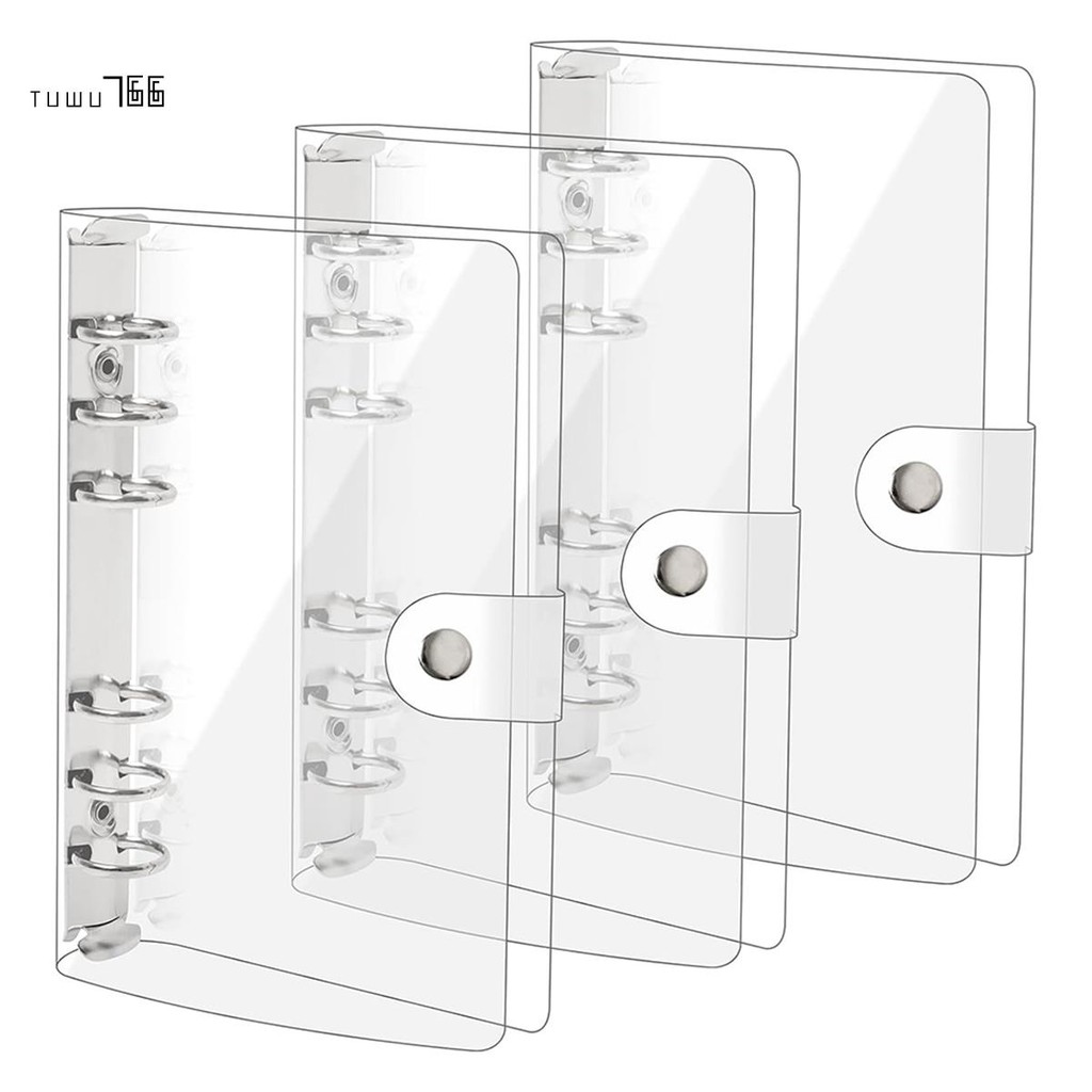 [tuwu766]3 แพ็ค A6 PVC นุ่มโปร่งใส 6 แหวน Binder ฝาครอบ Clear Binder โน้ตบุ๊ค A6 Binder สําหรับเติมโ