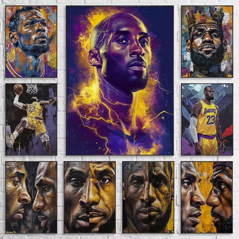 Kobe Bryant Poster และ Canvas Print งานศิลปะบนฝาผนังสมัยใหม่ สำหรับตกแต่งห้องนั่งเล่น เป็นของขวัญดีๆ