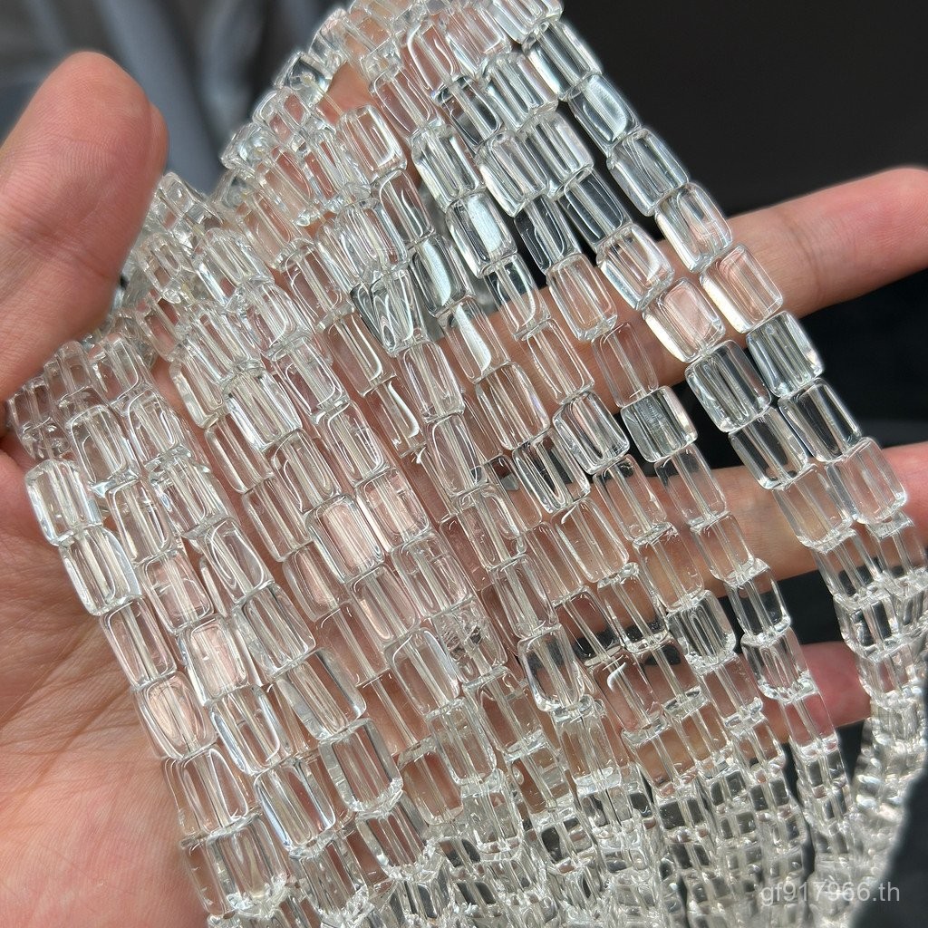 ลูกปัดธรรมชาติสี่เหลี่ยม ขนาด 6 มม. สีขาวKristal สำหรับทำสร้อยคอกึ่งสำเร็จรูป VFX0