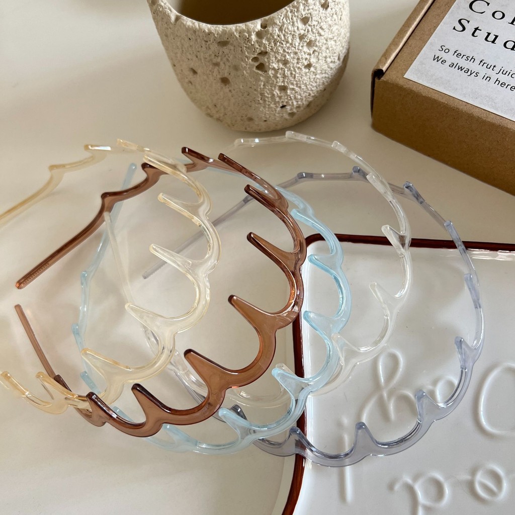 Town Shell - Jelly Clear Korean Head Band / ที่คาดผมเกาหลีแบบเรียบง่าย / ผ้าพันคอ / ที่คาดผมแบบหวี