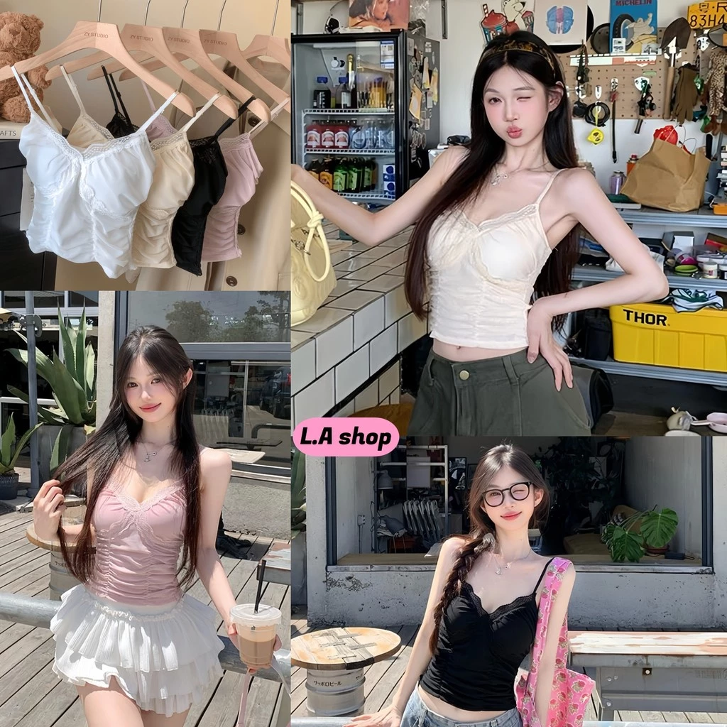 L.A Shop★เสื้อคุณภาพดี เสื้อสายเดี่ยว เสื้อสายเดี่ยวหวานเผ็ด มีฟองน้ำ น่ารักมากๆ "FY8704"