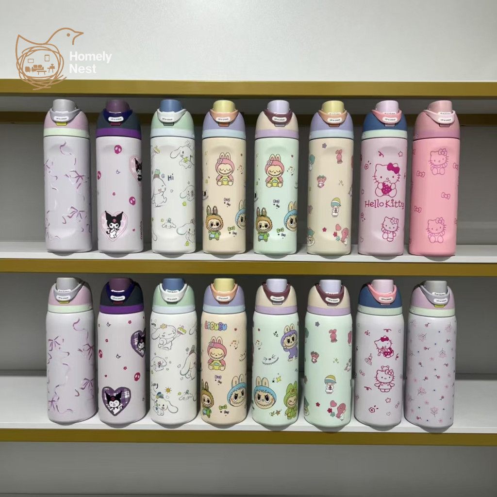 Owala Cup FreeSip Owala ประณีต Sanrio Series Hello Kitty Kuromi Cinnamoroll ฉนวนขวดน้ําสแตนเลสพร้อมฟางสําหรับเล่นกีฬา Travel BPA-ฟรีขวดน้ํา 24oz 32oz – โปรปัง
