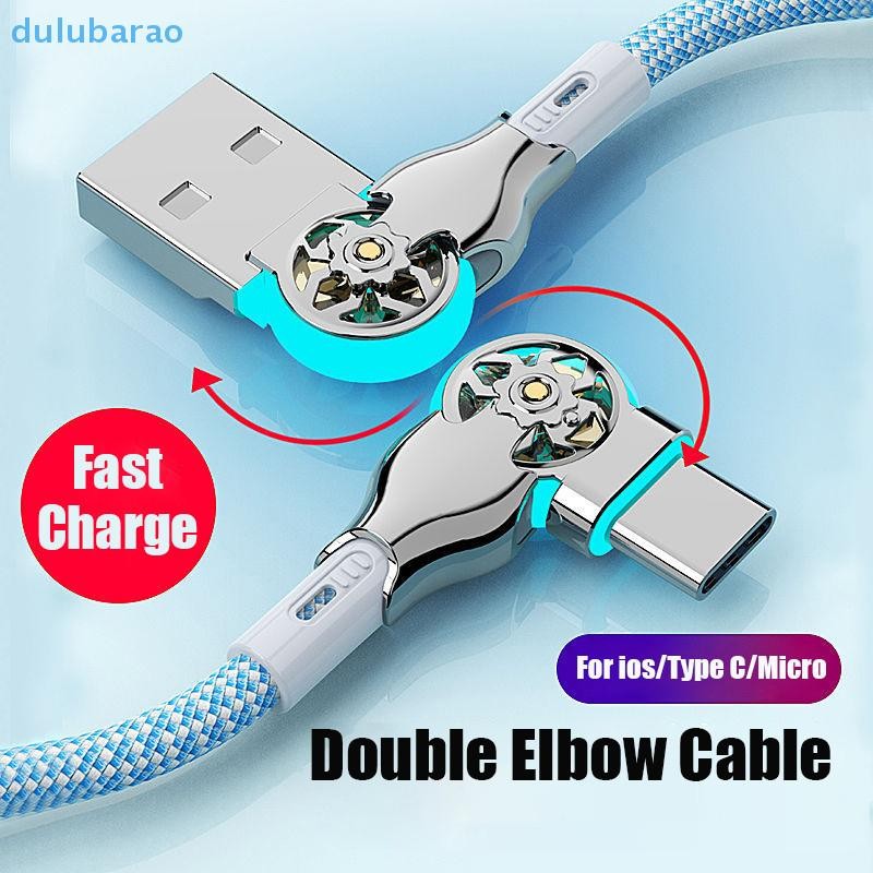 [DUL] 1 เมตร 2 เมตร USB ถึง Type C ชาร์จเร็ว 180 องศาสายหมุนโลหะผสมถักสายเคเบิลข้อมูลสําหรับ Xiaomi 