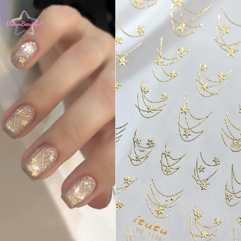 <DBFl-t> Star Nail Art สติกเกอร์ Bronzing แฟลชคุณภาพสูง Self กาวสติกเกอร์เล็บ Charm ตกแต่ง Stereoscopic ใหม่
