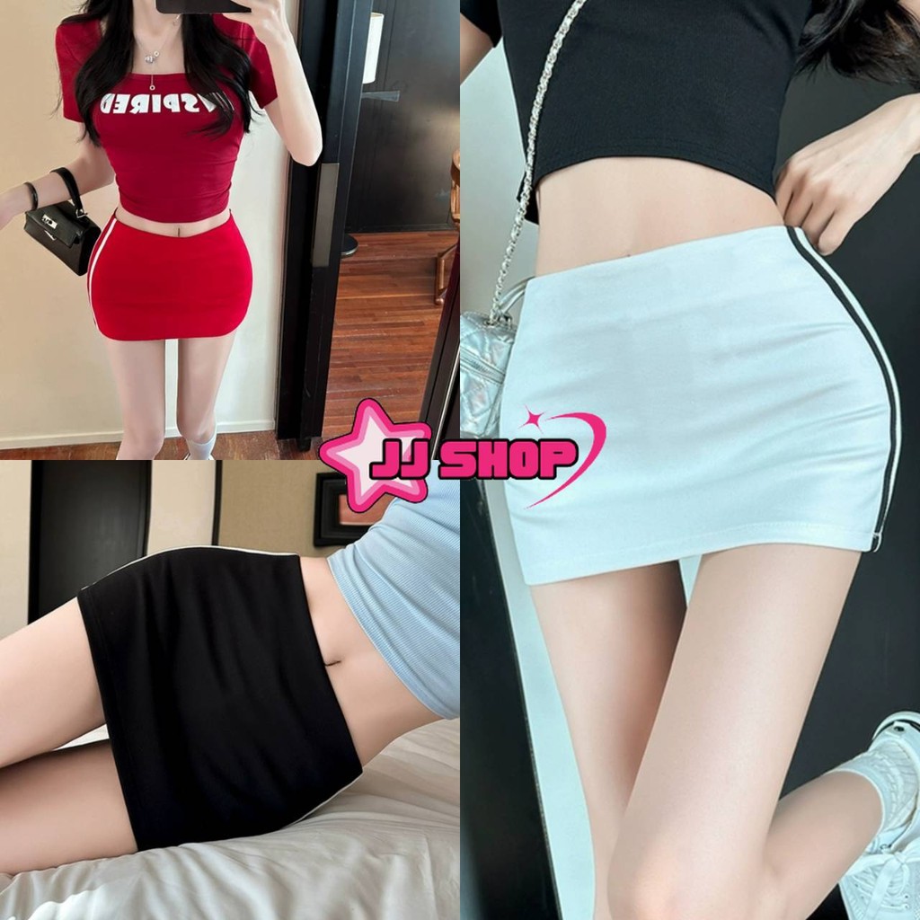 JJ Shop​💜พร้อมส่ง กระโปรงกางเกงขาสั้น ผ้านุ่มนิ่มๆทรงเอง สีสดใส ทรงรัดรูปใส่พอดี 