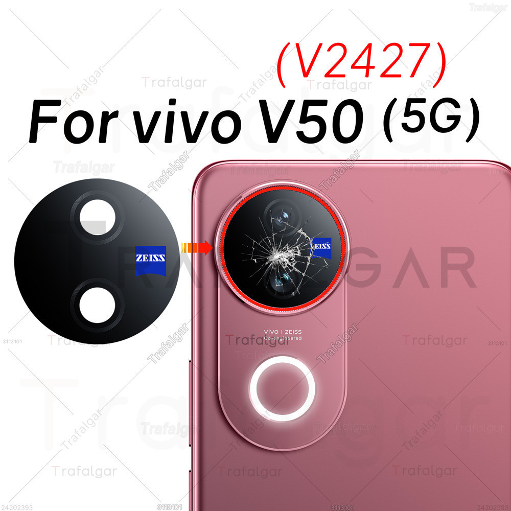 เลนส์กล้องด้านหลังด้านหลังสําหรับ vivo V50 5G V2427 ฝาครอบกล้องเปลี่ยนด้วยสติกเกอร์กาว