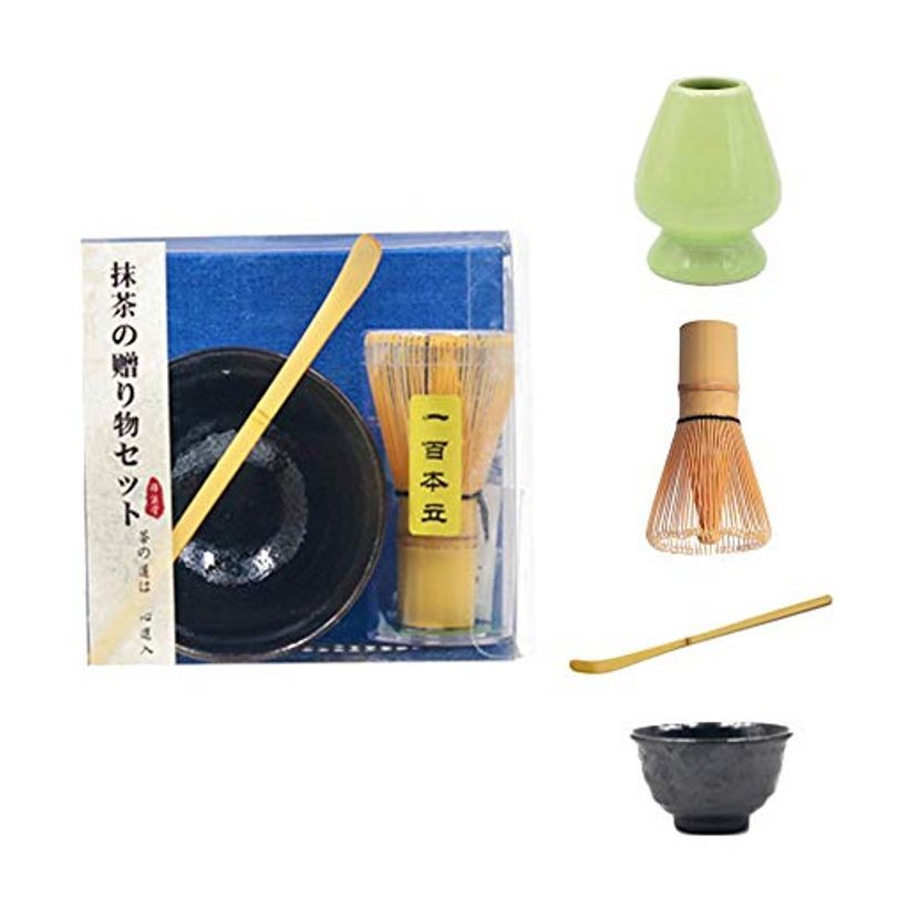 Alioay Tea Ceremony Set Matcha Bowl Matcha Whisk Easy Matcha Drinking Beginner Gift 4-Piece Set