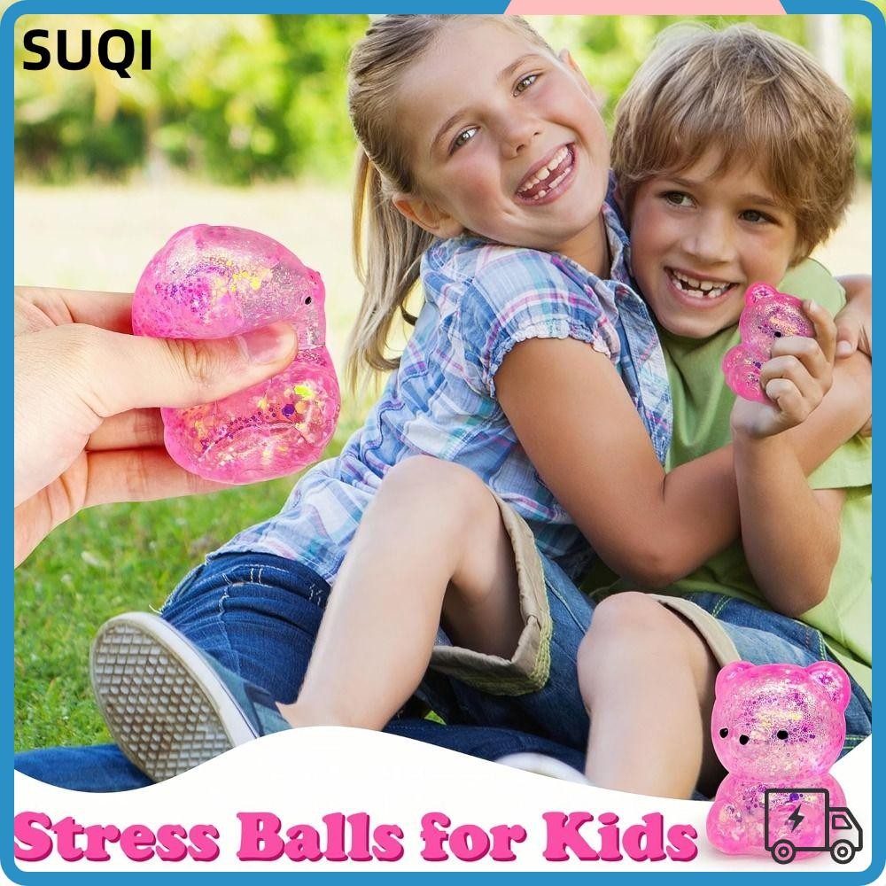 SUQI น้ําตาลความเครียด Ball Sensory ของเล่น,น่ารักตลกหมี Squishy Fidget ของเล่น, Gummy Bear Soft Squ