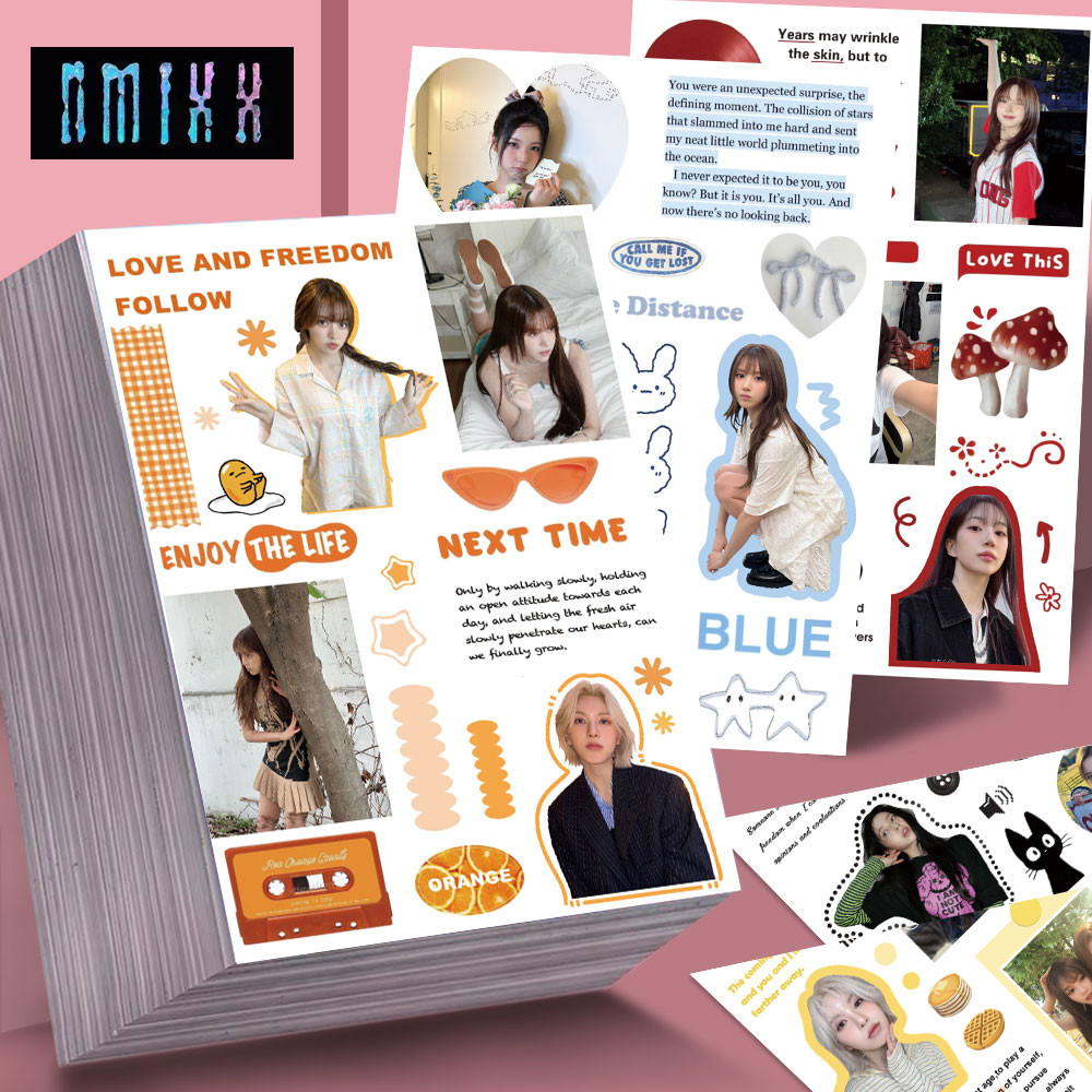 สติ๊กเกอร์ NMIXX K-Pop Girl Group 8 ชิ้น - สติ๊กเกอร์แต่งพัดลมสําหรับคู่มือ, เคสโทรศัพท์และโน๊ตบุ๊ค