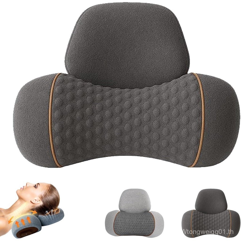 ZJQ Heapls 3-in-1 Neck Massage Pillow - artuvate fiseiorest Heated Traction & Vibration, Portable Re