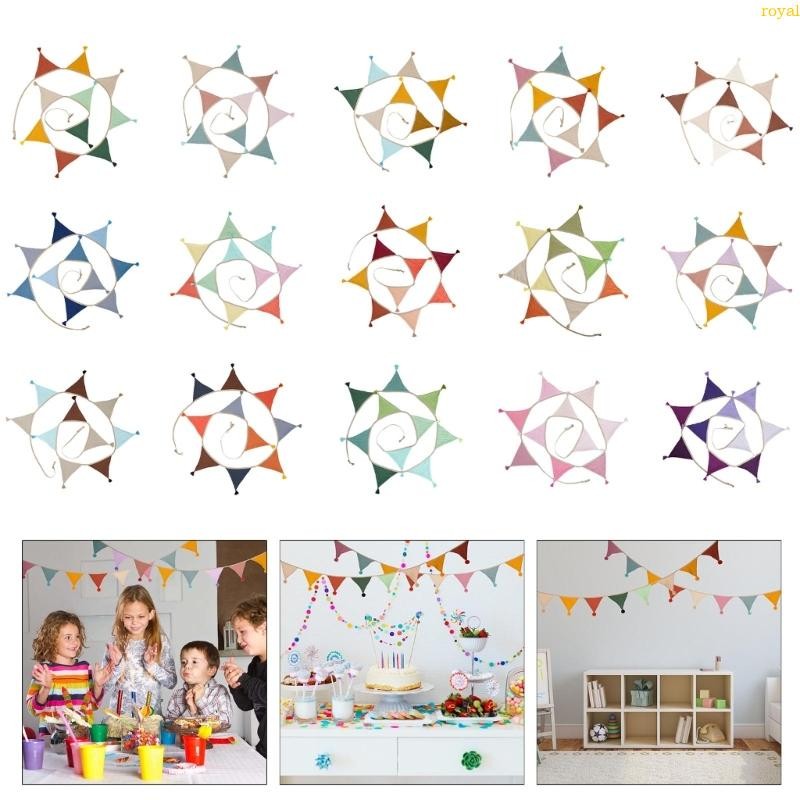 (ส่วนลดสูง)oyalking.th แบนเนอร์ Bunting ผ้าฝ้ายสีสันสดใส 2 6m Fringed Flags Garland สําหรับห้องเด็กเ