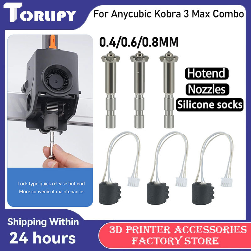 For Anycubic Kobra 3 Max Nozzle Hotend 0.4/0.6mm Combo Nozzle Hardened Steel Hot end Quick Swap Nozz