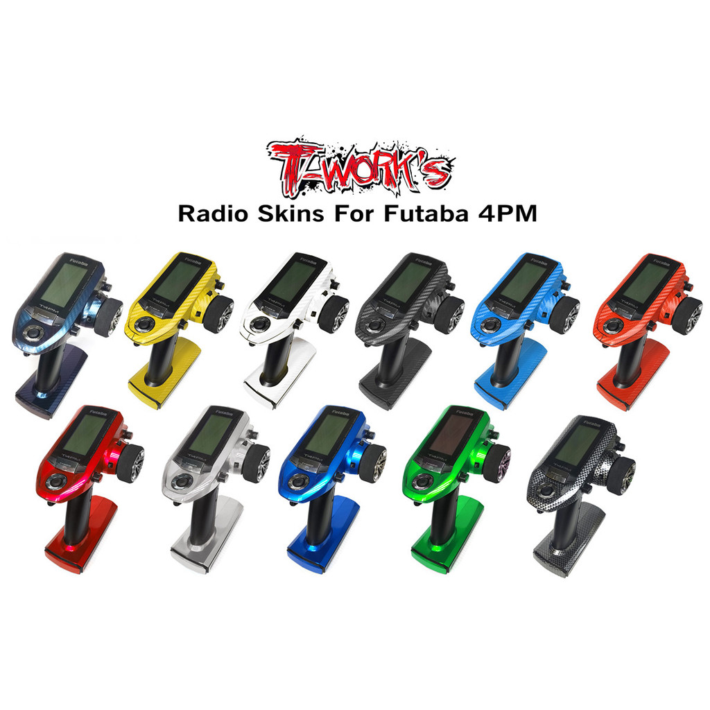 T-WORKS Futaba 4PM สติกเกอร์รีโมทคอนโทรลคาร์บอนไฟเบอร์เคลือบ/Glossy สีสันสดใส