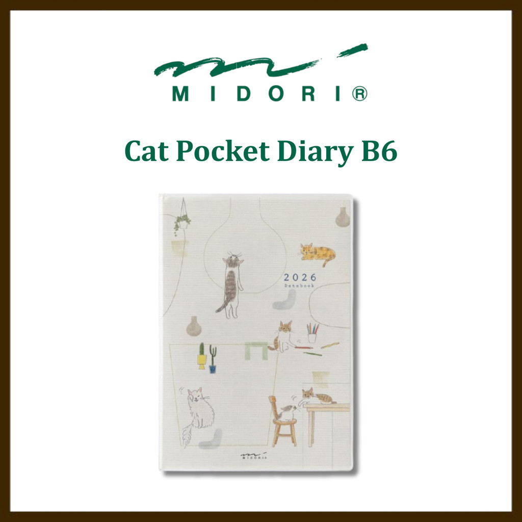 Midori Pocket Diary 2026 B6 Weekly Cat Pattern (Starts January 2026)