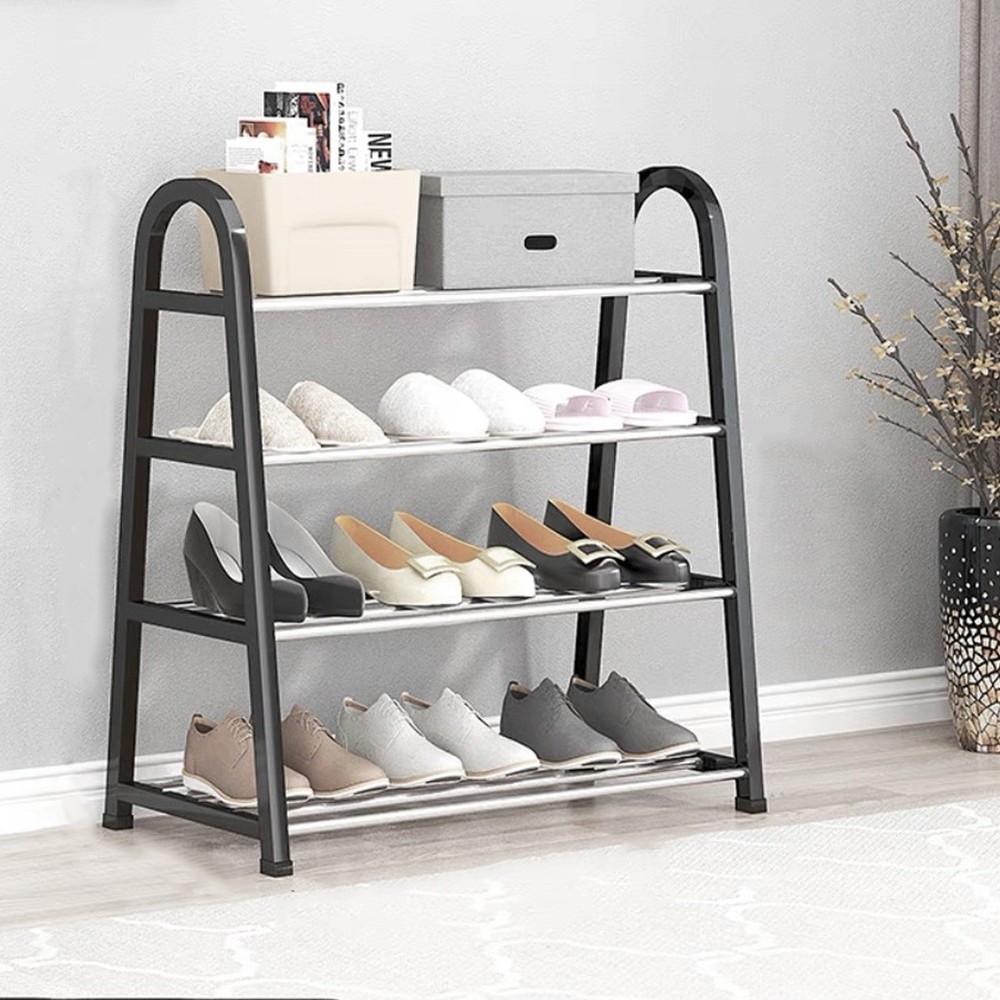 Ghouse Online GOME ชั้นวางรองเท้าทรง A 4 ชั้น รุ่น BR002BK W29×L61×H65CM. สีดำ สินค้าขายดี!
