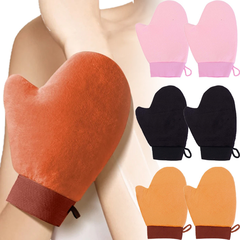 1/2/4 ชิ้นสบาย Plush Apply Body Lotion Spa Gloves - Double-layer ทําความสะอาด Hands Applicators