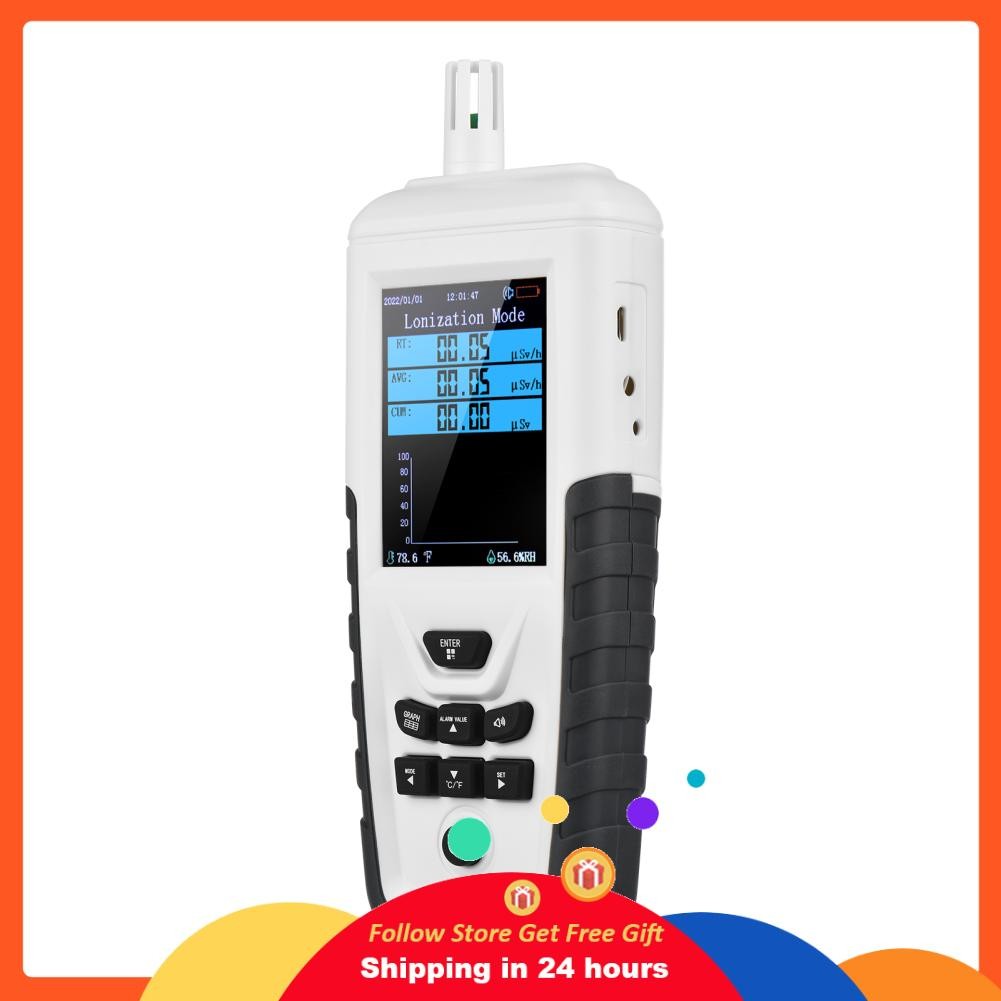 Supergoodsales Supergoodsales แบบพกพาแบบชาร์จไฟได้เครื่องตรวจจับรังสีนิวเคลียร์ Radiometer GM Counte