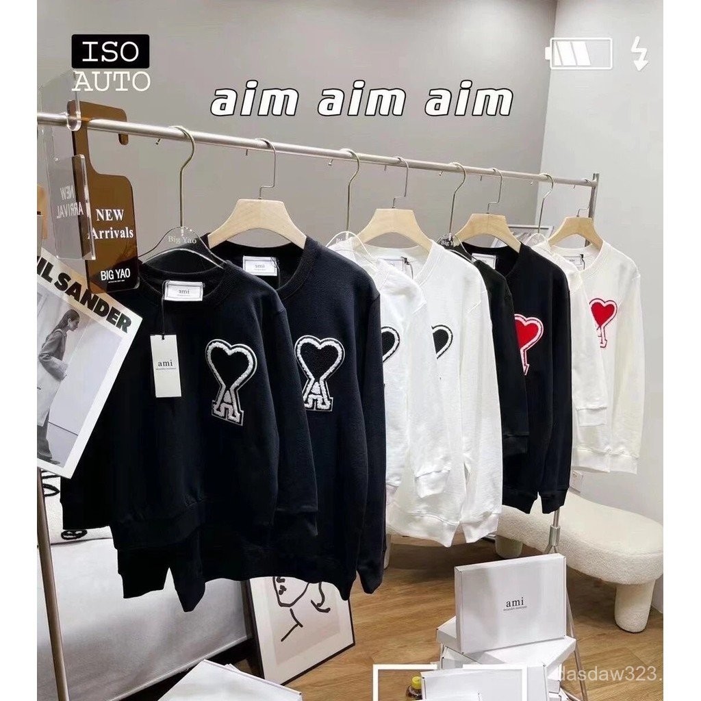 ส่งฟรี! Ams Towel ปัก Big Peach Heart Hoodie รอบคอ ทำจากเนื้อยืด 280g ผ้านุ่ม พร้อมลายพิมพ์ขนแกะสวยง