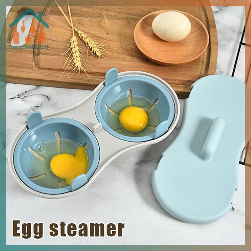 PeaceShells ไมโครเวฟไข่คู่ Poacher Maker Poached ไข่หม้อหุงข้าว Steamer เครื่องล้างจานทนความร้อนไมโครเวฟไข่ Poacher อุปกรณ์ครัว TH