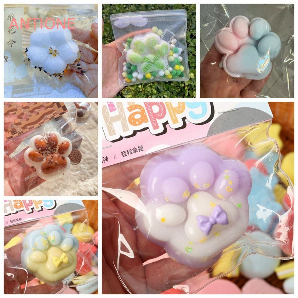 ANTIONE Cat Paw ช้า Rebound ของเล่น, Cat Paw Mini Squeeze ขนมปังของเล่น, Ins หมีจําลองอาหาร Creative ขนมปังฮาวายช้า Rebound ของเล่นของขวัญ