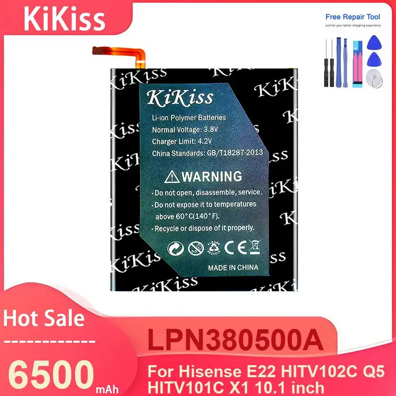 KiKiss แบตเตอรี่แท็บเล็ตสําหรับ Hisense E22 HITV102C Q5 HITV101C X1 10.1 นิ้ว ,LPN380500แบตเตอรี่ 65