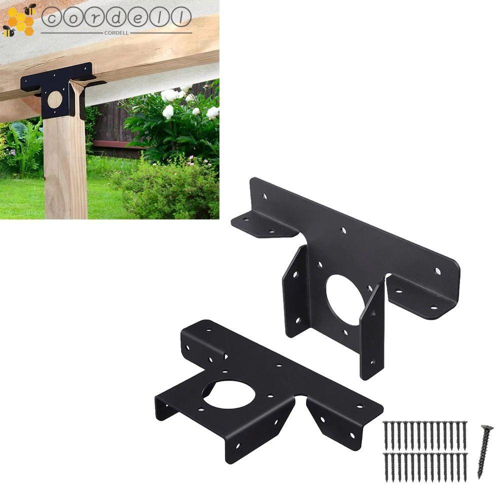 CORDELL 2pcs Pergola Brackets, T-รูปปรับ Pergola มุมกรอบ, ฮาร์ดแวร์โลหะความต้านทานการกัดกร่อน 3-Way 