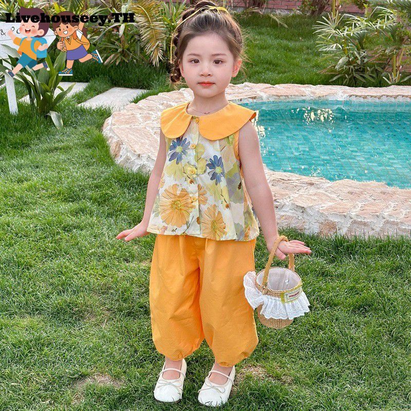 💖💖💖Livehouseey 0 1 2 3 4 5 6 7 8 Years Old Summer Kids| Sleeveless Top Pant Set Blouse Girl Kids Coo