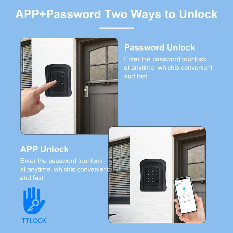 Well-made กันน้ําโลหะลวดฟรีกล่องปลอดภัยสําหรับ Key พร้อม TTlock App ปลดล็อคบลูทูธ Key Safe Secret กล