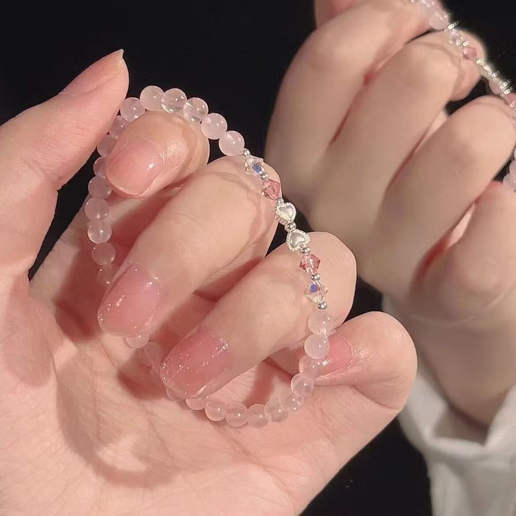 "พีชโซดา" สร้อยข้อมือลูกปัดโบว์หวานสําหรับผู้หญิงเฉพาะกลุ่มแสงหรูหราและเรียบง่ายเครื่องประดับเพื่อนที่ดีที่สุด