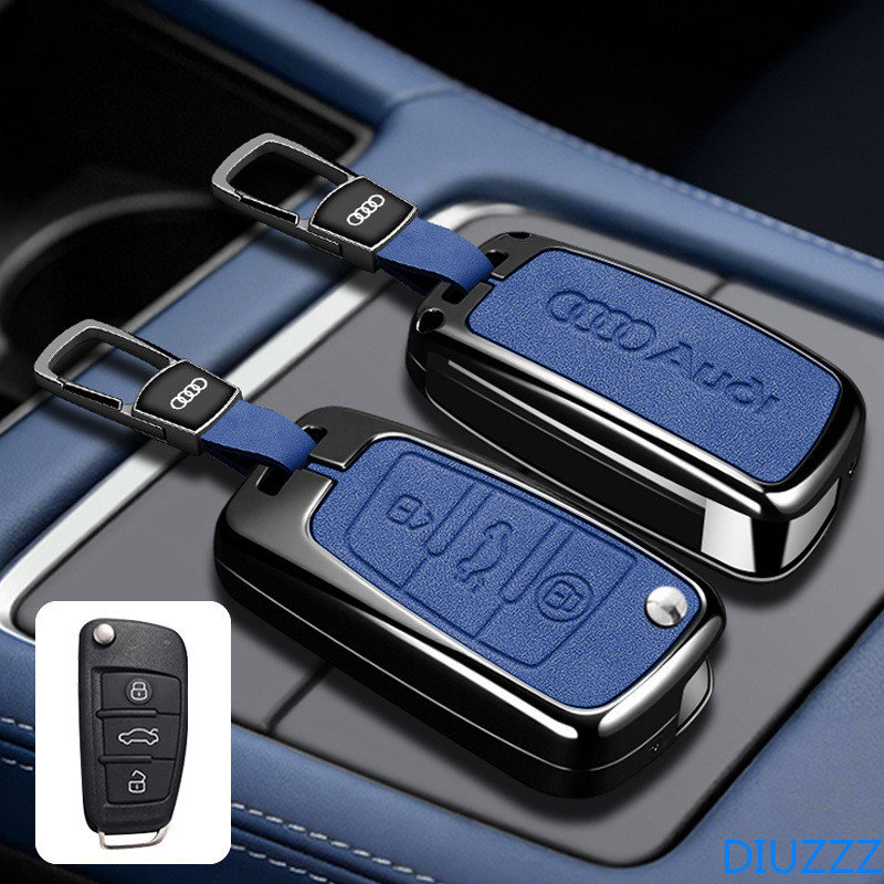 สังกะสี + หนังรถ Flip Key Case สําหรับ Audi A1 A3 8P 8L A4 A5 B6 B7 A6 A7 C5 C6 4F Q3 Q5 Q7 Q8 TT S3