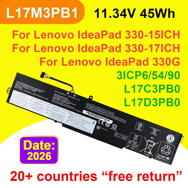 L17M3PB1 L17D3PB0 L17C3PB0 สําหรับ Lenovo IdeaPad 330G 330-15ICH 330-17ICH Series แบตเตอรี่แล็ปท็อป 