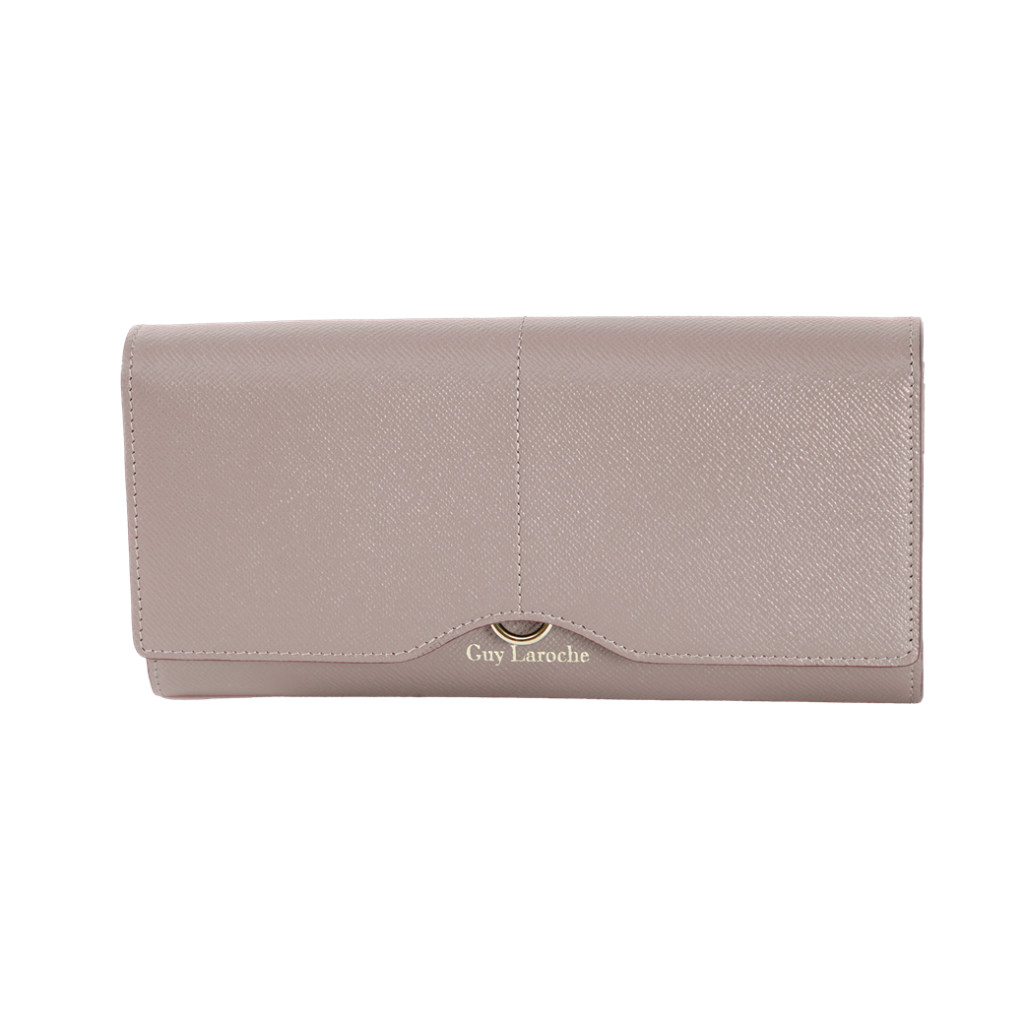 Guy Laroche กระเป๋าสตางค์ผู้หญิง กระเป๋าสตางค์ 2 พับยาวแบบบางสีชมพู รุ่น AGP09132S6PIL