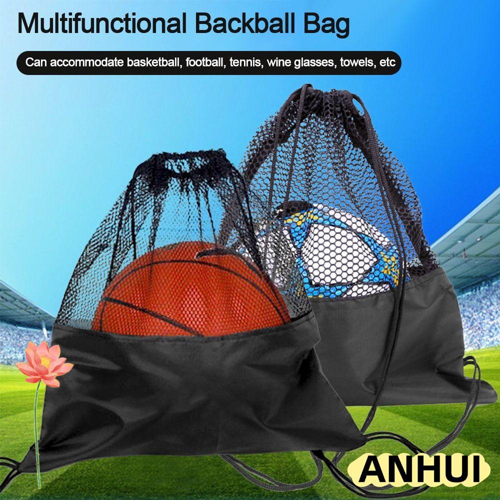ANHUI Storage Backpack, Black Basketball Cover Mesh Bag, Basketball Carry Bag Portable Pouch Footbal