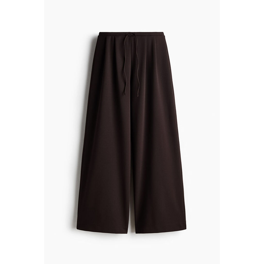 H&M(เอชแอนด์เอ็ม) กางเกงทรงตรงผ้าพลีตพร้อมเชือกผูกเอว ผู้หญิง 1348986_1