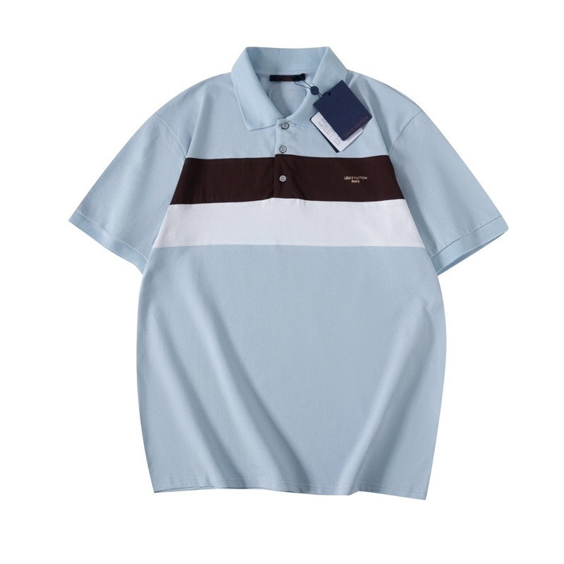 ใหม่แฟชั่นAll-Match Casual Stripes Contrastสีลูกปัดผ้าฝ้ายเสื้อโปโลแขนสั้นGHRER
