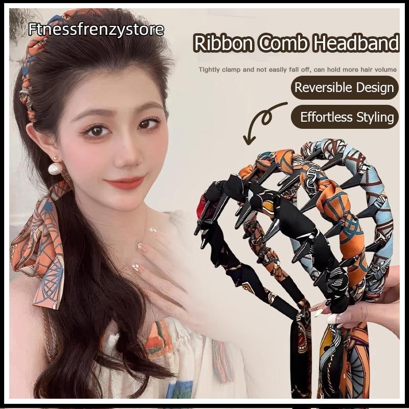[FF] Ribbonb , Vintage Wave With Floral Ribbon &b - ที่คาดผม High Crown Effect แบบพลิกกลับได้ [TH]