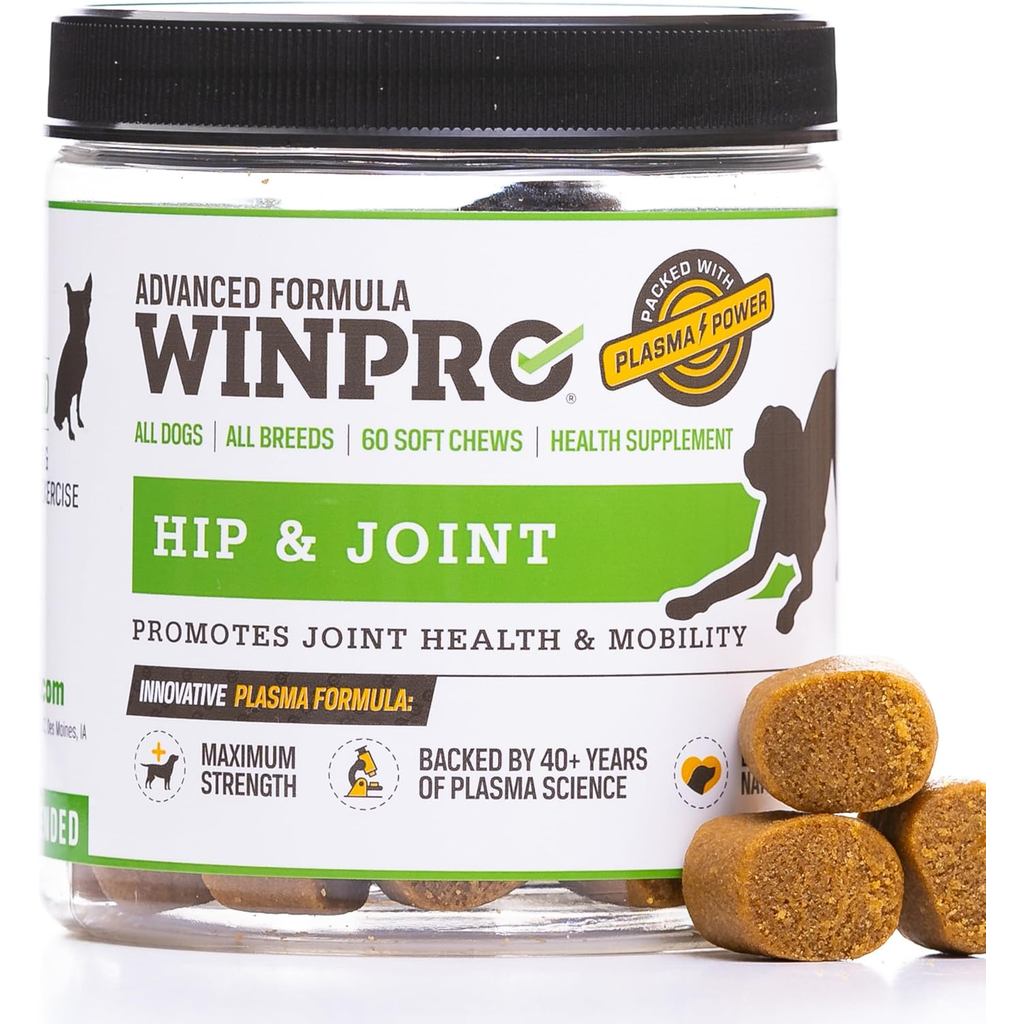 WINPRO Hip & Joint Supplement for Dogs - Plasma Powered Soft Chews for Joint Health & Mobility – Fas