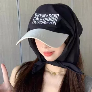 Glitzsiam🥳🥳สไตล์เกาหลี ผ้าคลุมศีรษะ ครีมกันแดด หมวกเบสบอล งานปักตัวอักษร แนวโน้ม อเนกประสงค์ ทำให้ใบหน้าดูเล็กลง