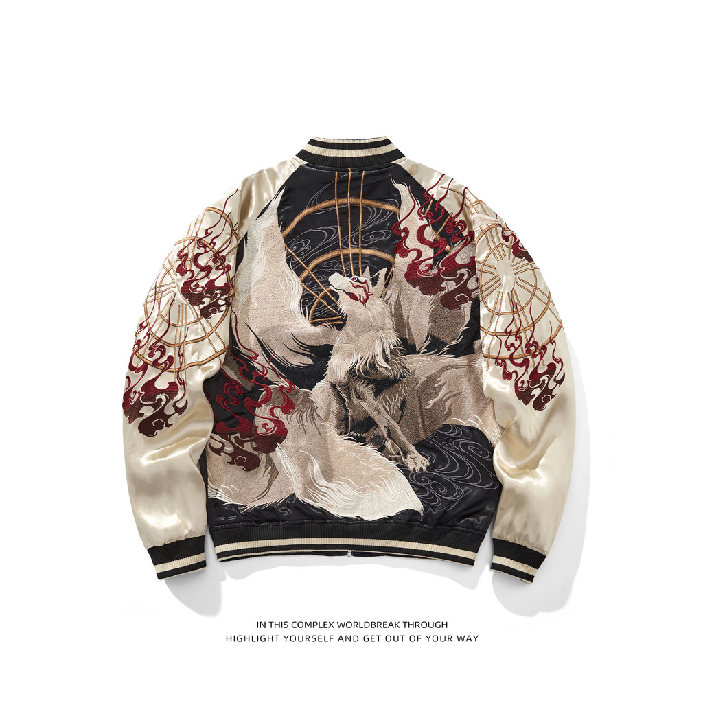 รุ่นที่สอง Nine-Tailed Fox Heavy Industry ปัก Yokosuka Jacket ผู้ชายผู้หญิงคู่เบสบอล Un
