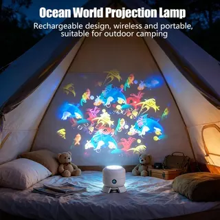 ไฟโปรเจคเตอร์มหาสมุทร LED ไฟกลางคืนขับเคลื่อน USB 360° Ocean-Themed หมุนแบบไดนามิกบรรยากาศโคมไฟสําหรับห้องนั่งเล่นห้องนอนเกมตกแต่ง