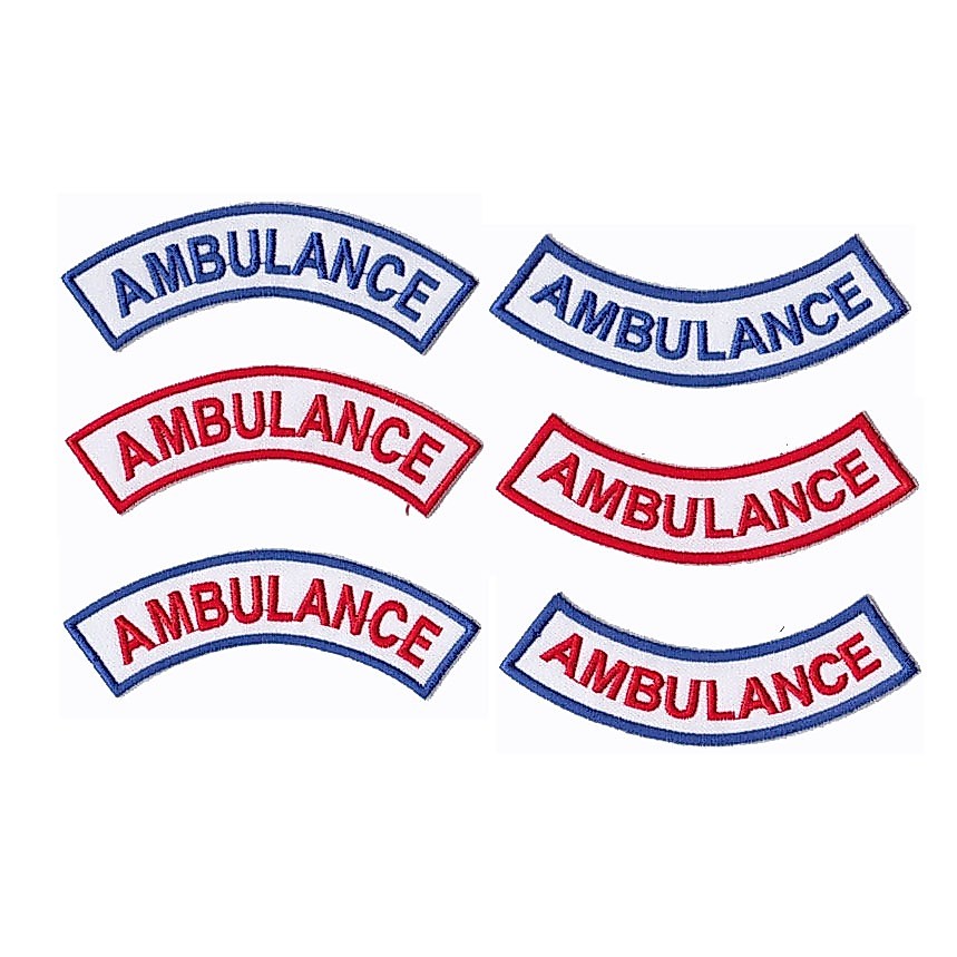 อาร์ม อาร์มโค้ง กู้ภัย AMBULANCE แบบเย็บติด รีดติด ติดตีนตุ๊กแก