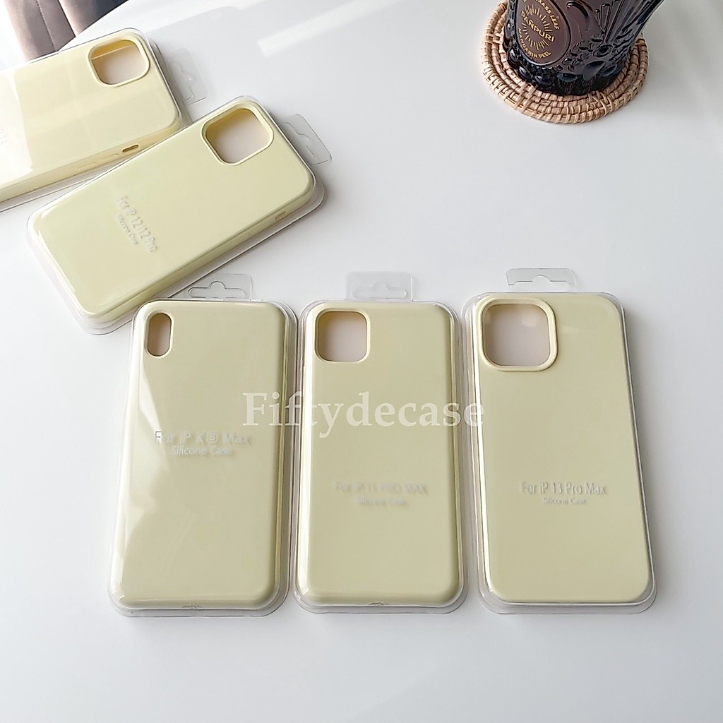 เคสกำมะหยี่ รุ่น 7-17promax เคสซิลิโคนสีพื้น ไม่มีโลโก้ (สีเหลืองอ่อน) พร้อมส่ง !!!