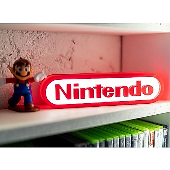 โลโก้ Nintendo พร้อม LED (ขนาด 221 มม. x 55 มม. x 58 มม.) ไฟ USB