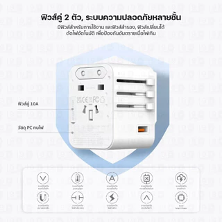 [ส่งไว] Orsen by Eloop C18 C48 หัวแปลงปลั๊กไฟ 25W 45W Universal Travel Adapter ชาร์จเร็ว Type C ปลั๊กแปลงต่างประเทศ
