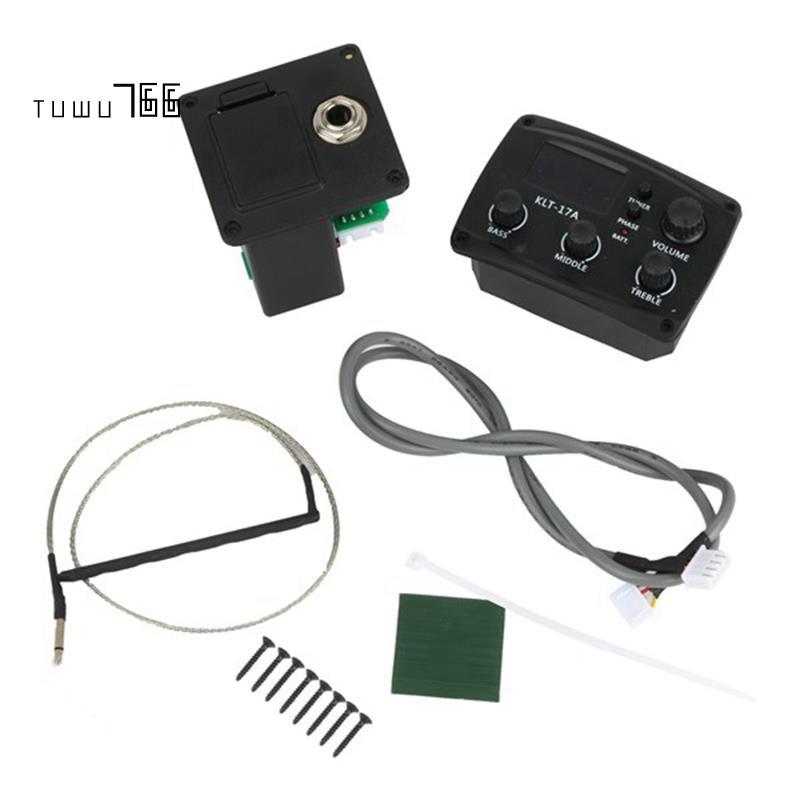 [tuwu766]-17A กีต้าร์โปร่ง EQ Preamp พร้อมจูนเนอร์ Procedding ดิจิตอล 3 Band EQ Equalizer พร้อมจูนเน