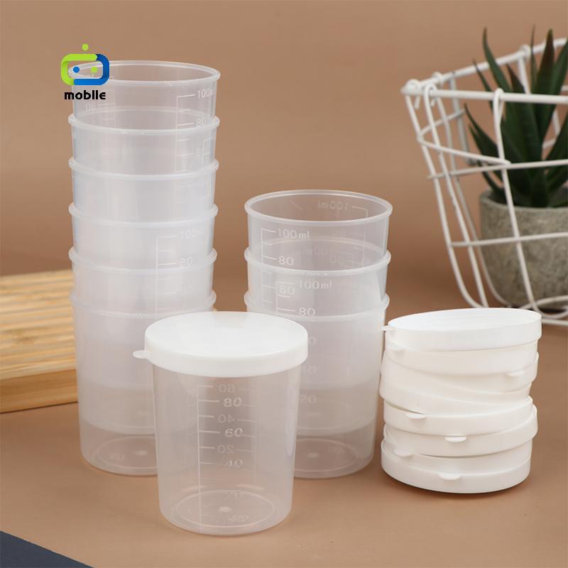 [maygood] 10 ชิ้น/เซ็ต 20/30/50/100ml Clear Liquid Pill ถ้วยตวงพร้อมฝาปิด Travel Pill Organizer ถ้วยคอนเทนเนอร์สําหรับยาเหลว