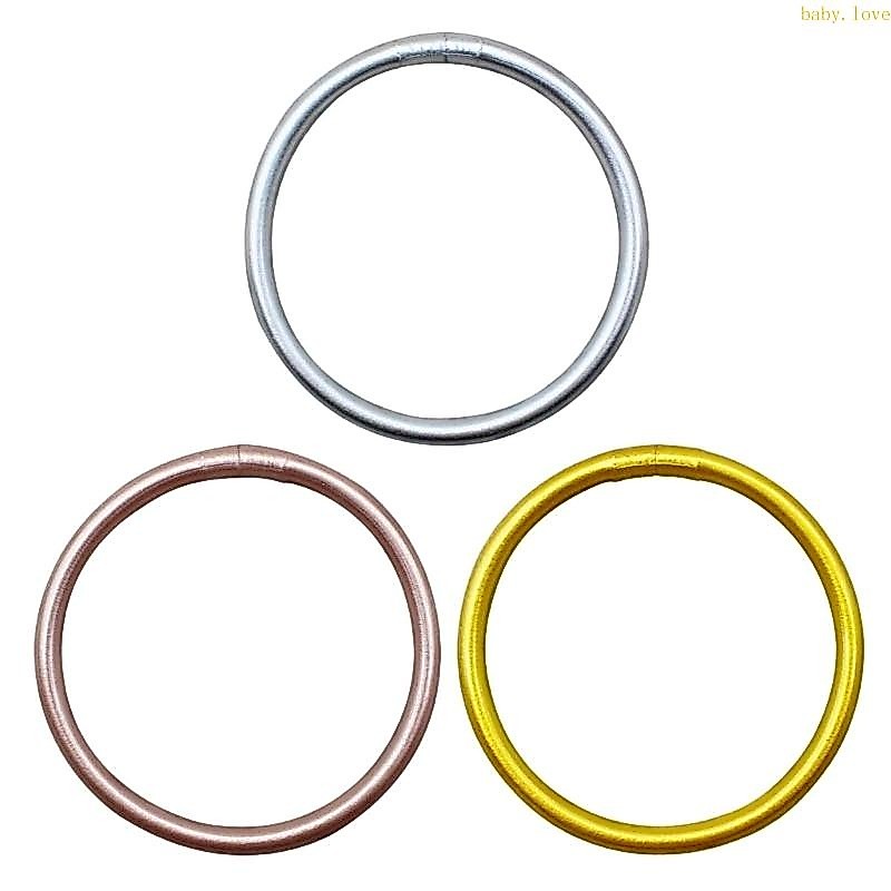 ที่รัก* สร้อยข้อมือซิลิโคนพลาสติกที่เต็มไปด้วยฟอยล์สีทอง 3 สีเหมาะสําหรับวันเกิดหญิง