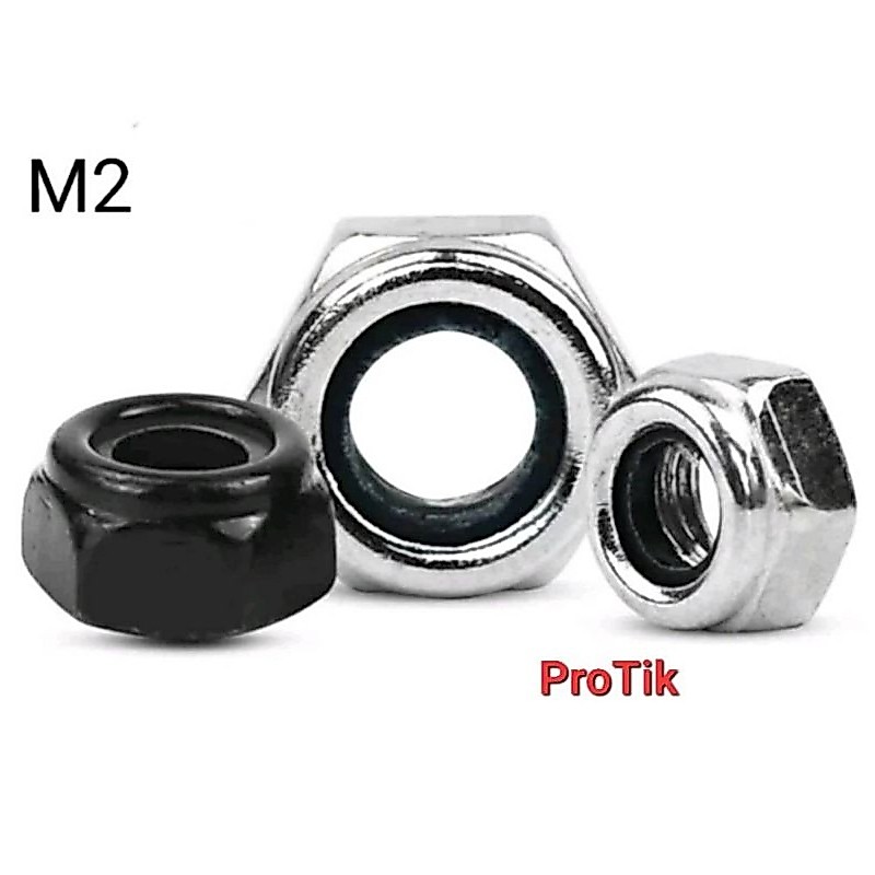 Locknut ล็อคนัท กันคลาย M2 (ชุด 6 ชิ้น) สแตนเลส/ดำ