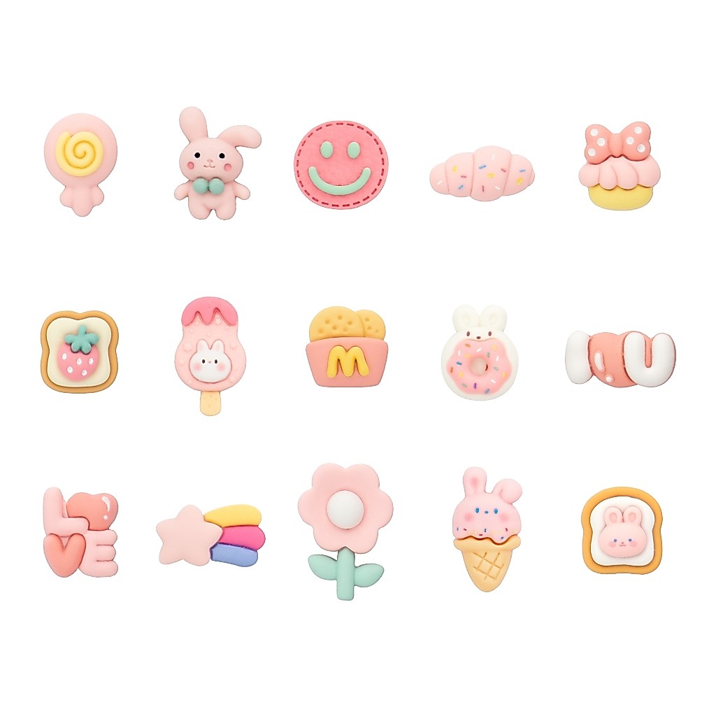 WiLLBee CLIPON จี้ตกแต่ง ( กระต่ายสีชมพู 15 ชิ้น ) อุปกรณ์ตกแต่ง