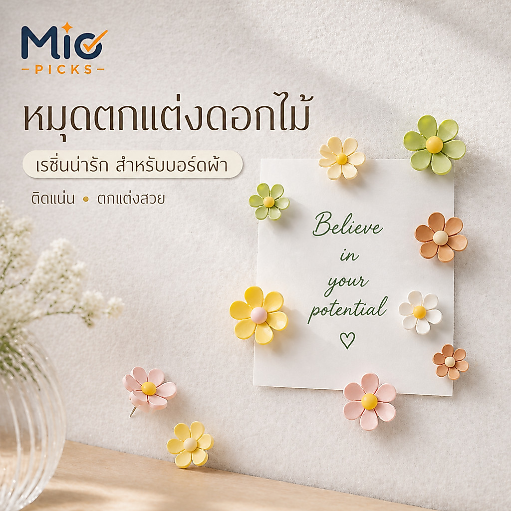 หมุดปักดอกไม้สีสันสวย สไตล์INS ขนาดเล็กใหญ่ น่ารักมาก ปักบอร์ดไม้ก๊อก ตกแต่งผนังติดรูปภาพ สินค้ามีสต็อกจัดส่งไว